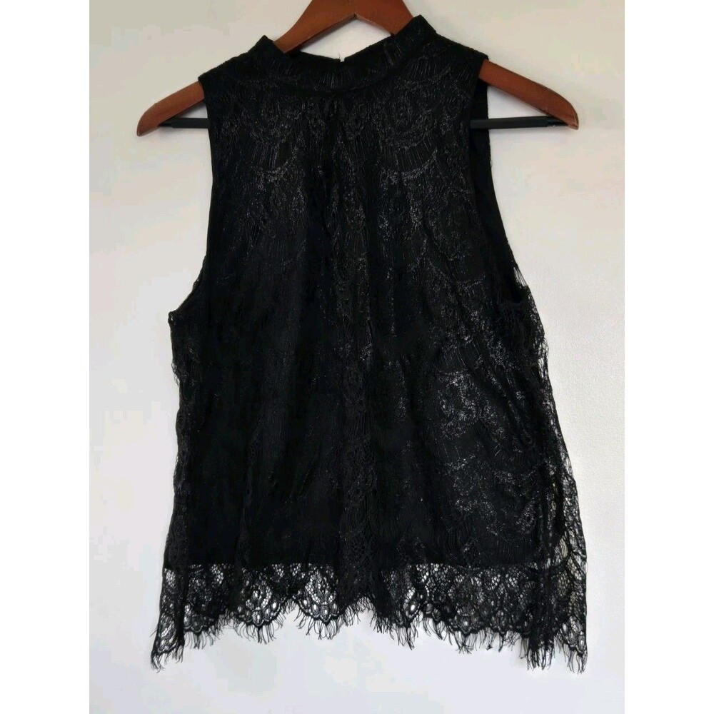 Love Fire Blouse Womens L Black Flawless Goth‎ Witchy Whimisigoth Sheer Fringe